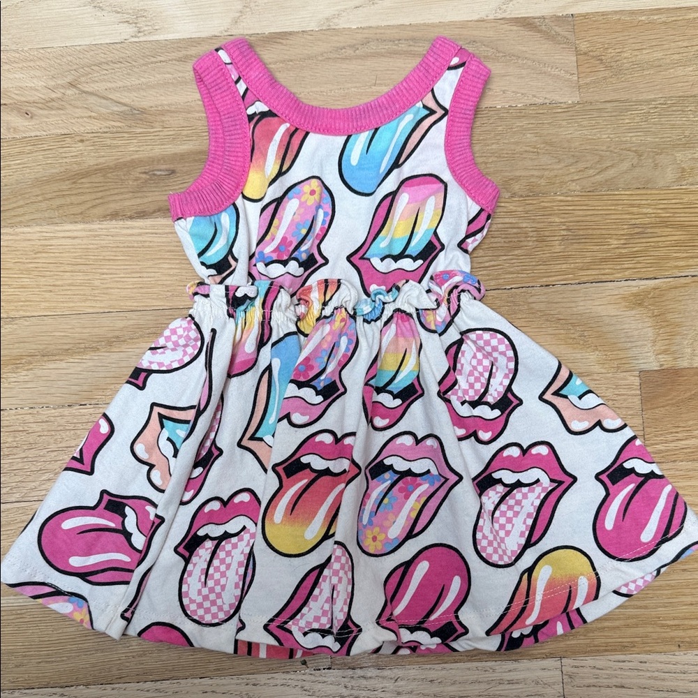 The Rolling Stones Pink and Multicolor Kids Casual Dress